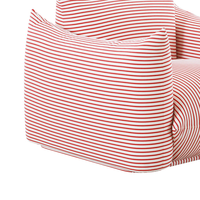 Saint Tropez Pearl and Red Striped Stuffed Outdoor Armchair - UK - Home And Beyond