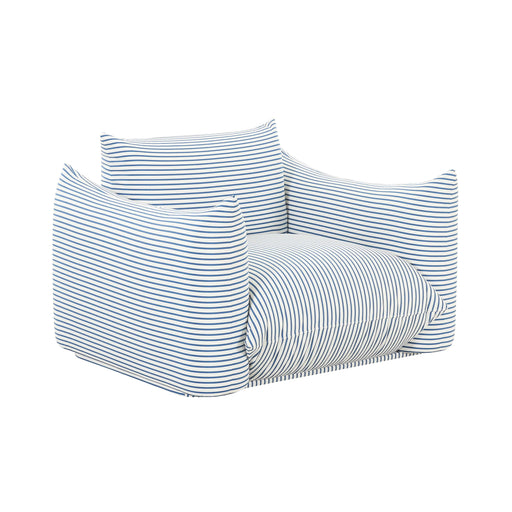 Saint Tropez Pearl and Blue Striped Stuffed Outdoor Armchair - UK - Home And Beyond