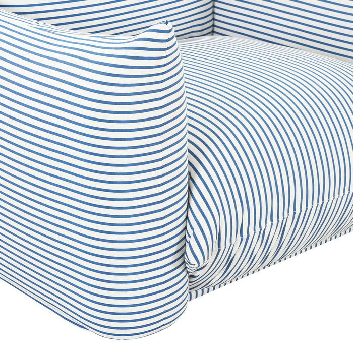 Saint Tropez Pearl and Blue Striped Stuffed Outdoor Armchair - UK - Home And Beyond