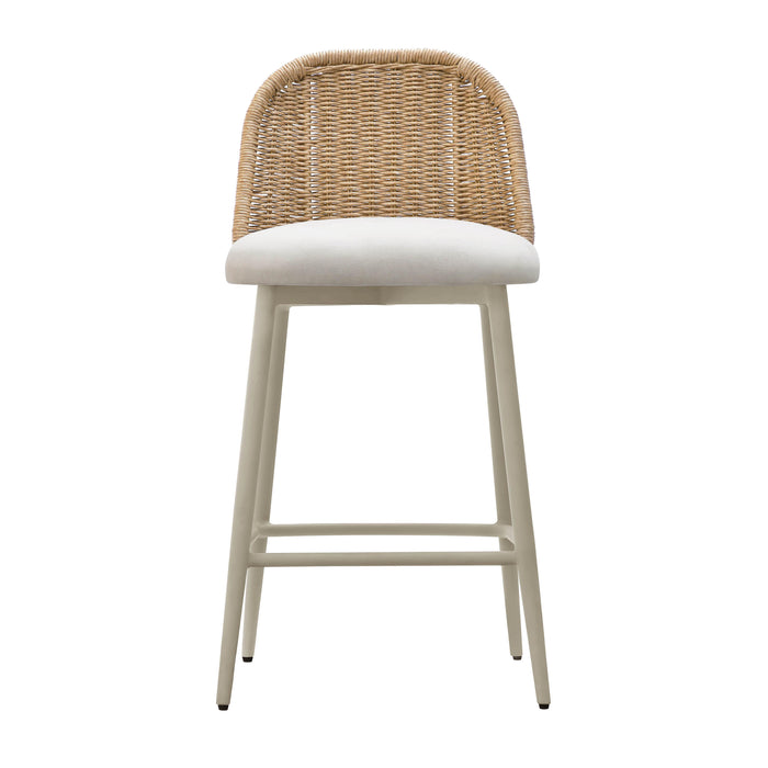 Alexa Cream Performance Fabric Outdoor Counter Stool - Home And Beyond