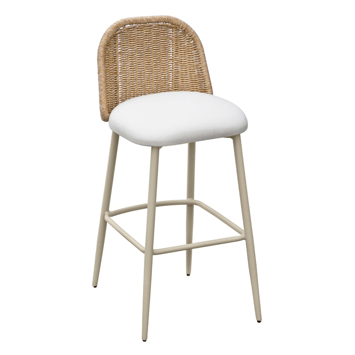 Alexa Cream Performance Fabric Outdoor Barstool - Home And Beyond
