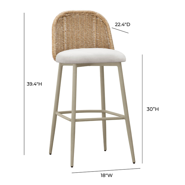 Alexa Cream Performance Fabric Outdoor Barstool - Home And Beyond