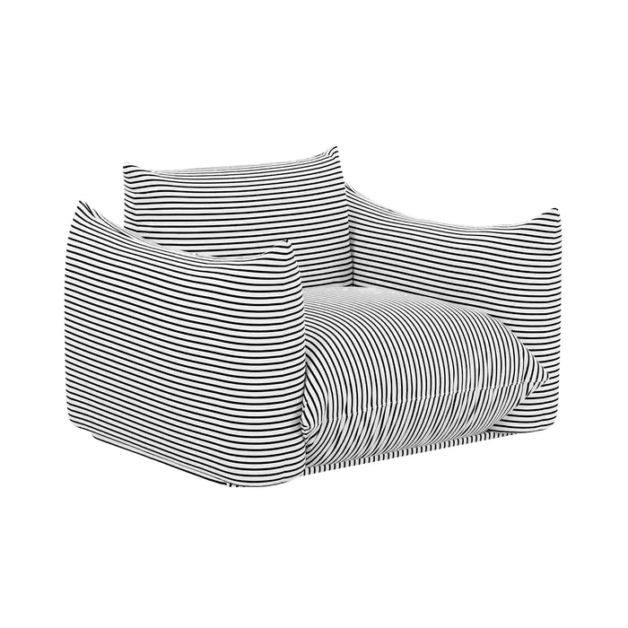 Saint Tropez Pearl and Black Striped Stuffed Outdoor Armchair - UK - Home And Beyond