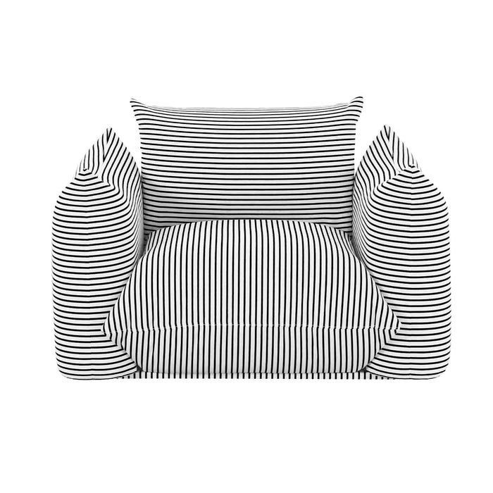 Saint Tropez Pearl and Black Striped Stuffed Outdoor Armchair - UK - Home And Beyond