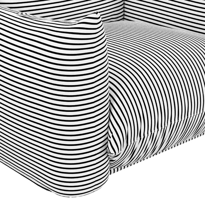 Saint Tropez Pearl and Black Striped Stuffed Outdoor Armchair - UK - Home And Beyond