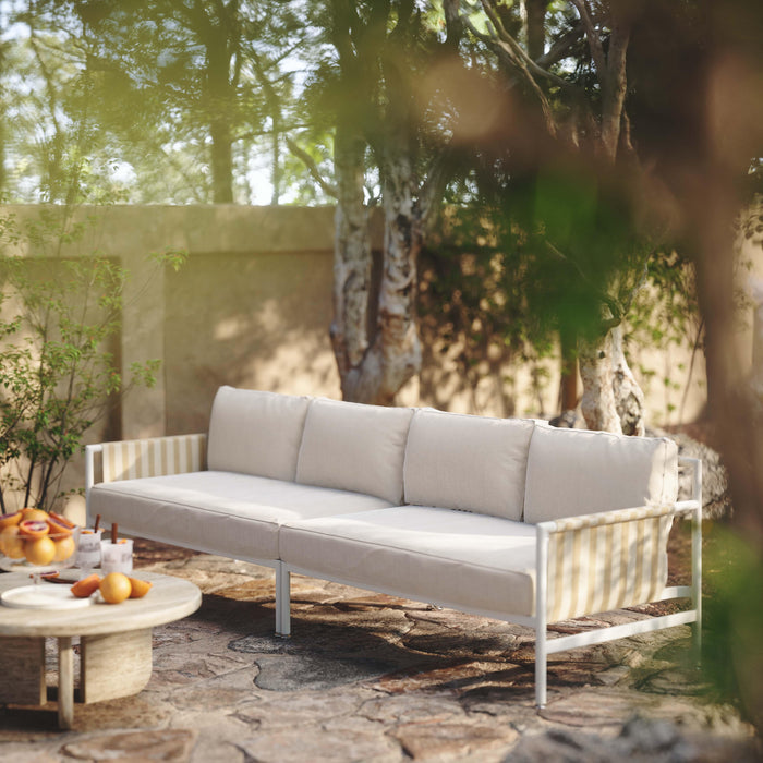 Dunes Cream Outdoor 110 inch Sofa - Home And Beyond