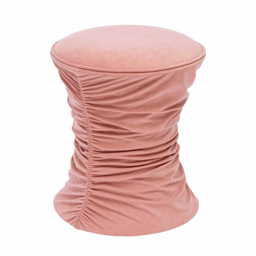 Bounce Rose Pink Ruched Velvet Adjustable Ottoman - Home And Beyond