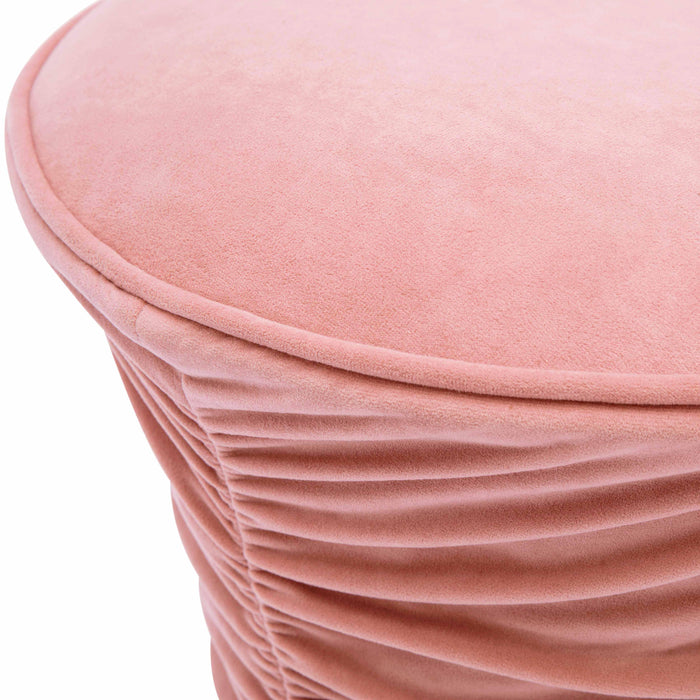Bounce Rose Pink Ruched Velvet Adjustable Ottoman - Home And Beyond