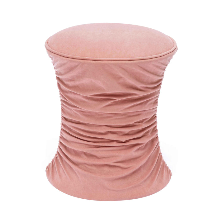 Bounce Rose Pink Ruched Velvet Adjustable Ottoman - Home And Beyond