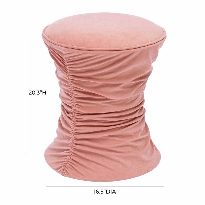 Bounce Rose Pink Ruched Velvet Adjustable Ottoman - Home And Beyond
