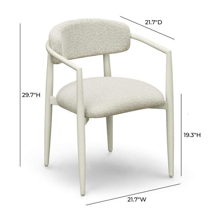 Annika Cream Textured Outdoor Dining Arm Chair - Home And Beyond