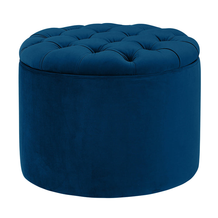 Queen Navy Velvet Storage Ottoman image