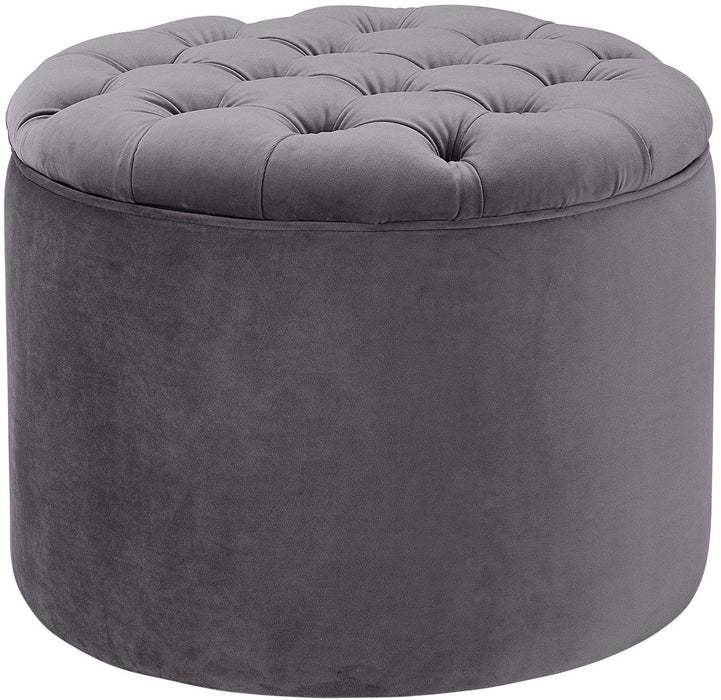 Queen Grey Velvet Storage Ottoman - UK - Home And Beyond