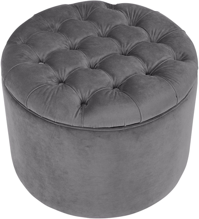 Queen Grey Velvet Storage Ottoman - UK - Home And Beyond
