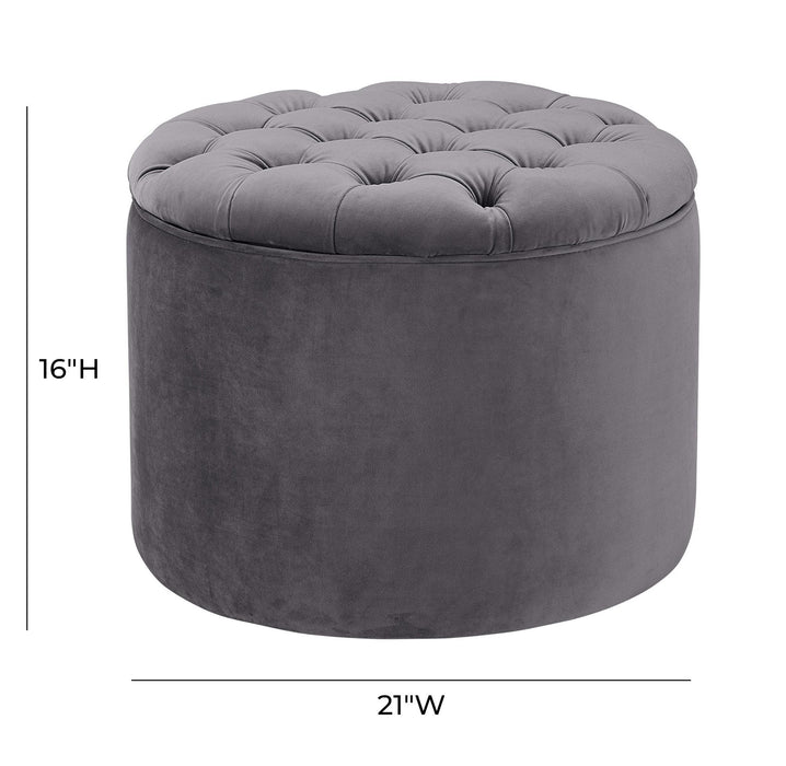 Queen Grey Velvet Storage Ottoman - UK - Home And Beyond