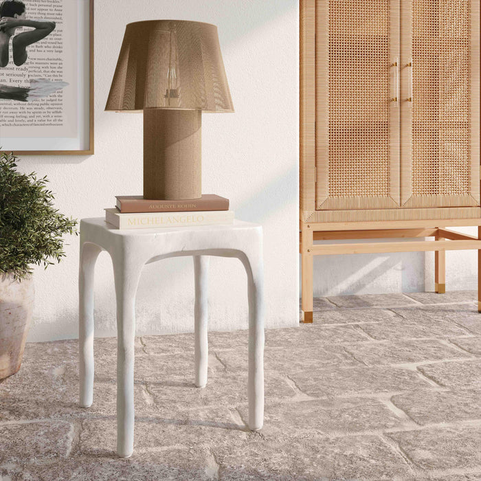 Skully Cream Textured Side Table - Home And Beyond