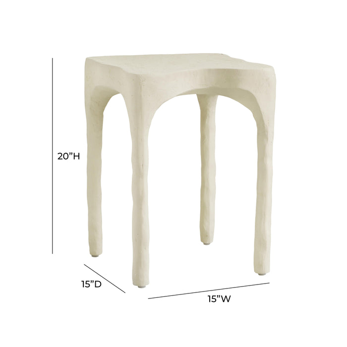 Skully Cream Textured Side Table - Home And Beyond