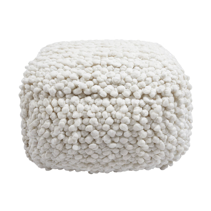 Cathy Cream Woven Pouf - Home And Beyond