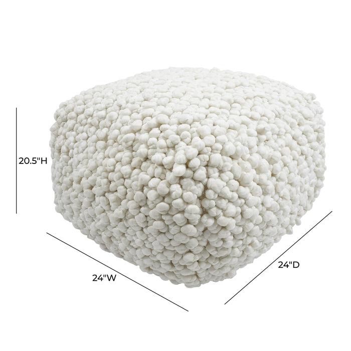 Cathy Cream Woven Pouf - Home And Beyond
