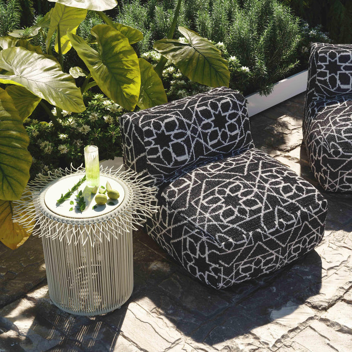 Chiara Outdoor Black Accent Pouf - Home And Beyond