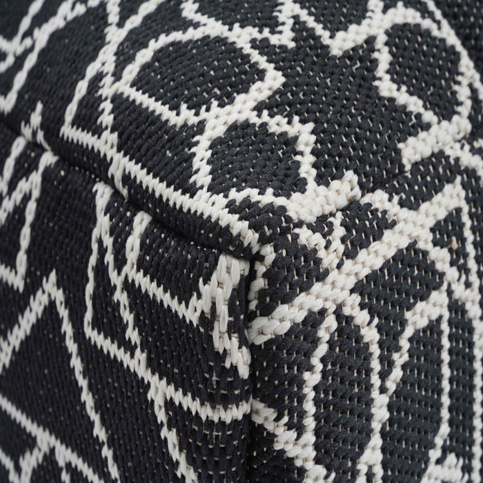 Chiara Outdoor Black Accent Pouf - Home And Beyond