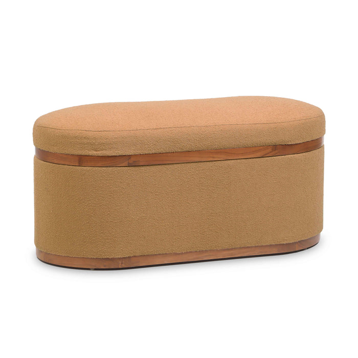 Olivier Peach Boucle Oval Storage Ottoman - Home And Beyond
