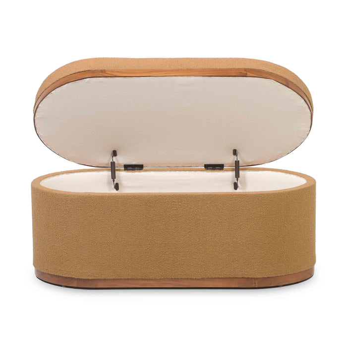 Olivier Peach Boucle Oval Storage Ottoman - Home And Beyond