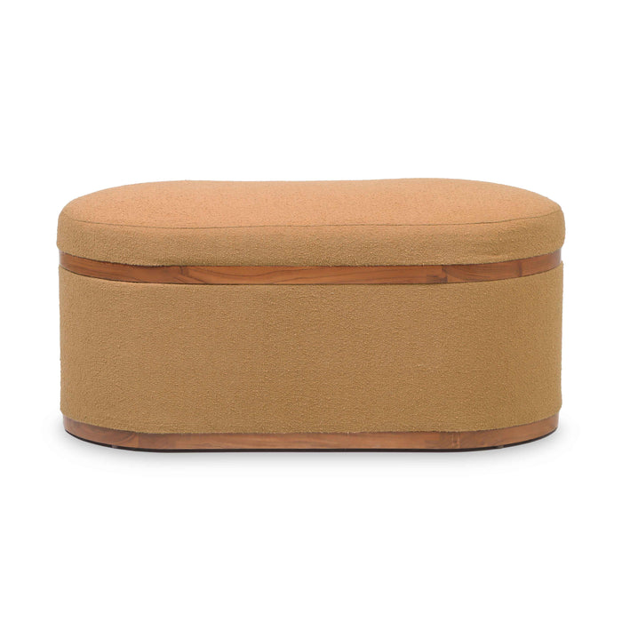 Olivier Peach Boucle Oval Storage Ottoman - Home And Beyond
