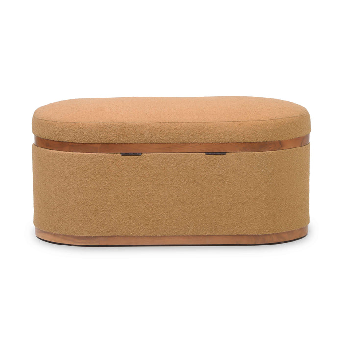 Olivier Peach Boucle Oval Storage Ottoman - Home And Beyond