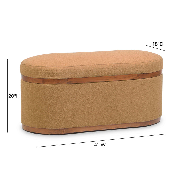 Olivier Peach Boucle Oval Storage Ottoman - Home And Beyond
