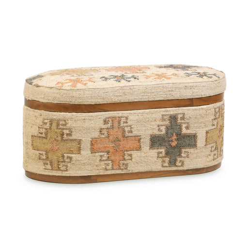 Olivier Cotton Oval Storage Ottoman - Home And Beyond
