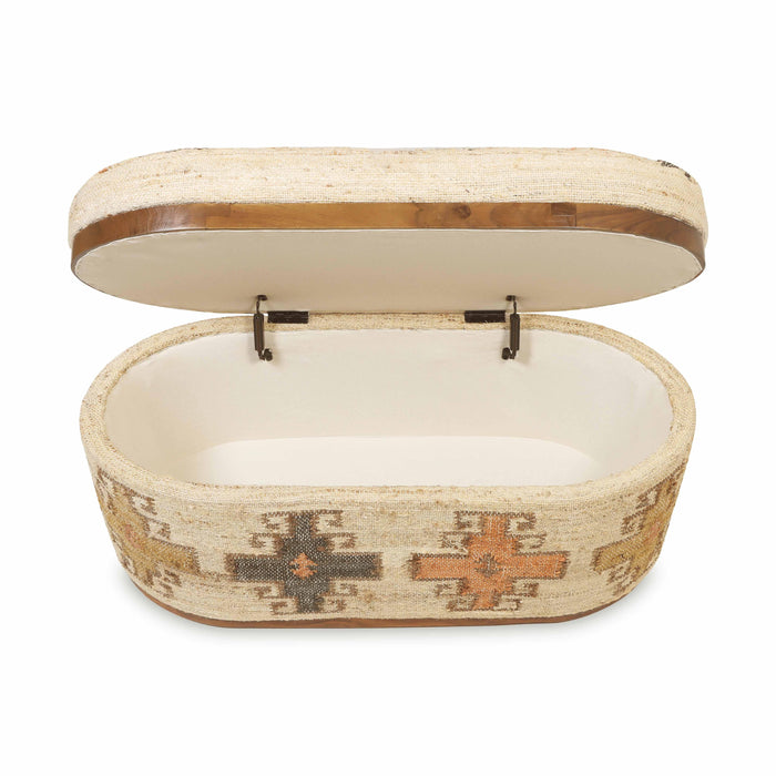 Olivier Cotton Oval Storage Ottoman - Home And Beyond