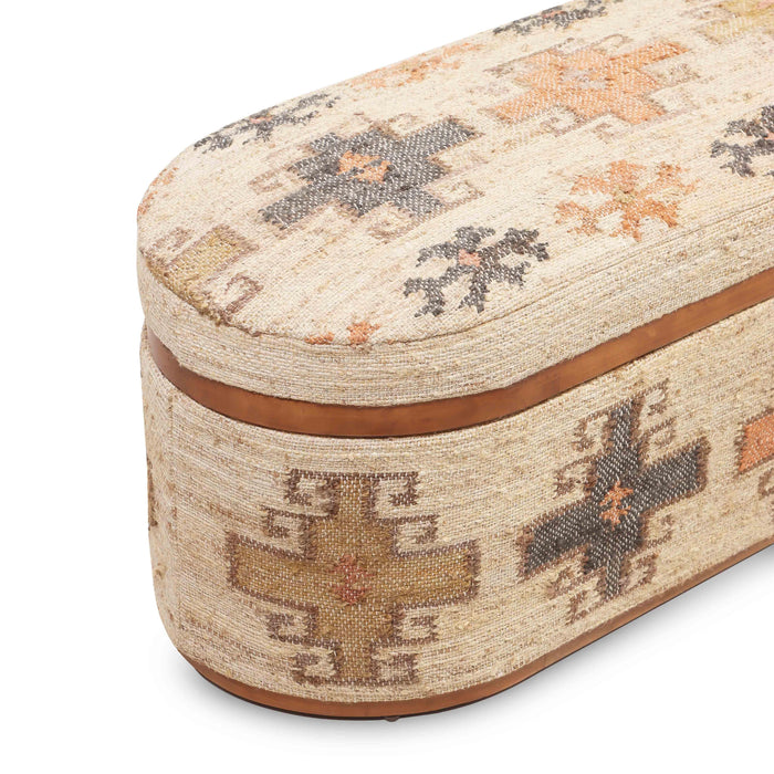 Olivier Cotton Oval Storage Ottoman - Home And Beyond