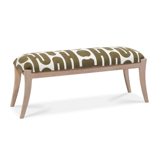 Arielle Olive & White Embroidered Bench - Home And Beyond