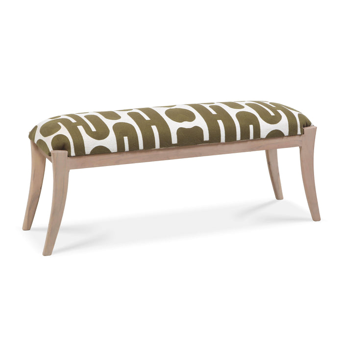 Arielle Olive & White Embroidered Bench - Home And Beyond