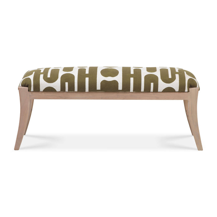 Arielle Olive & White Embroidered Bench - Home And Beyond