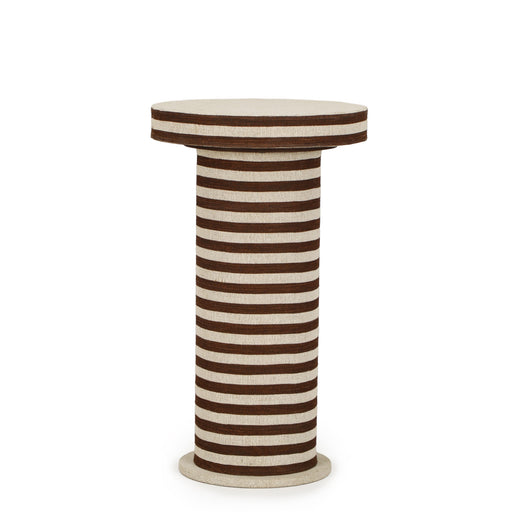 Lyra Natural Striped Cotton Jute Contract-Grade Side Table - Home And Beyond