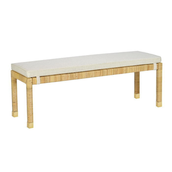 Amara Cream Contract-Grade Linen Bench - Home And Beyond