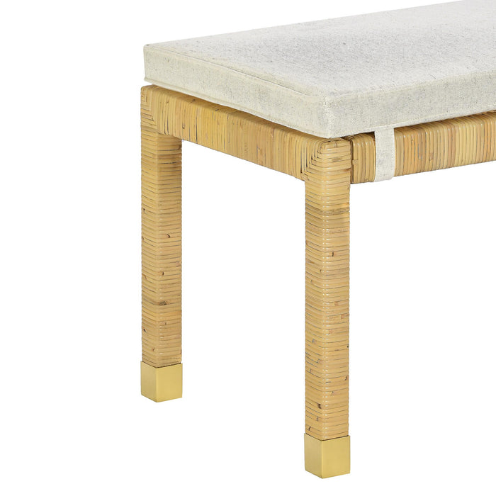 Amara Cream Contract-Grade Linen Bench - Home And Beyond