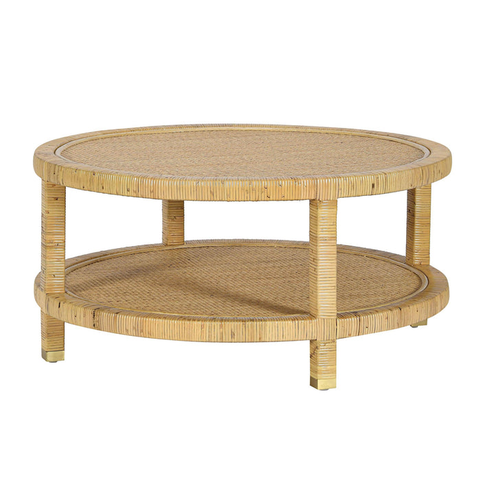 Amara 33" Natural Rattan Round Coffee Table - Home And Beyond