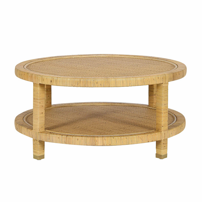 Amara 33" Natural Rattan Round Coffee Table - Home And Beyond