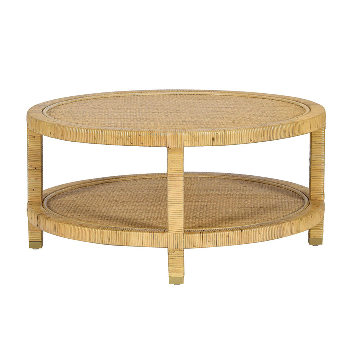 Amara 33" Natural Rattan Round Coffee Table - Home And Beyond