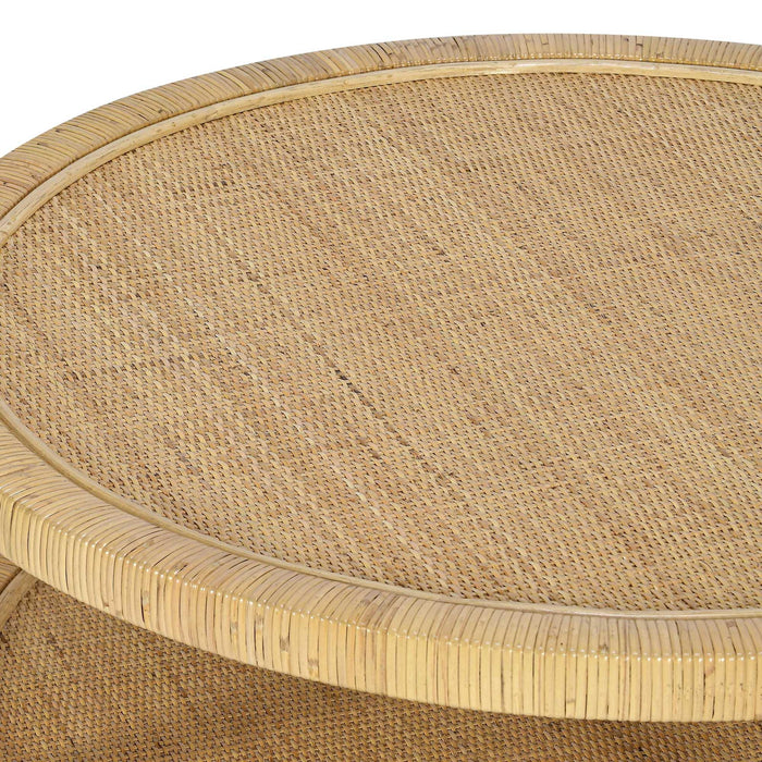 Amara 33" Natural Rattan Round Coffee Table - Home And Beyond