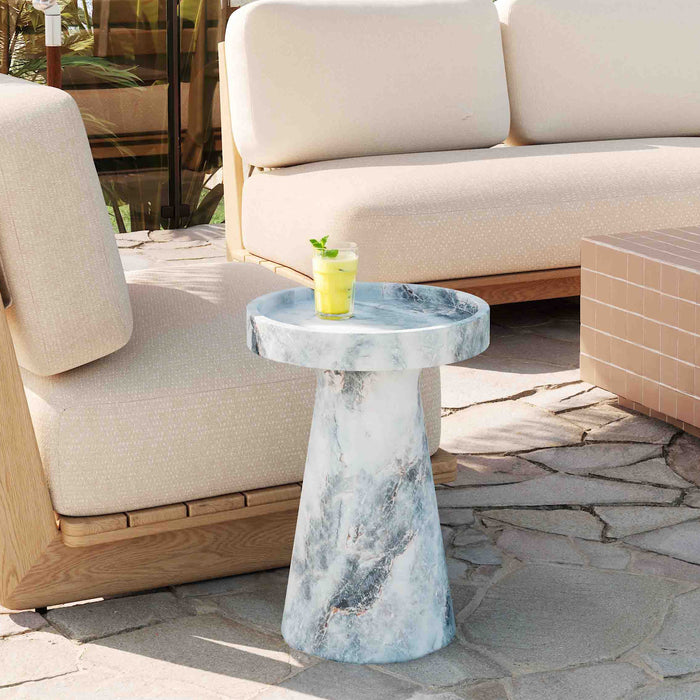 Zara Faux Aegean Marble Indoor/Outdoor Side Table - Home And Beyond