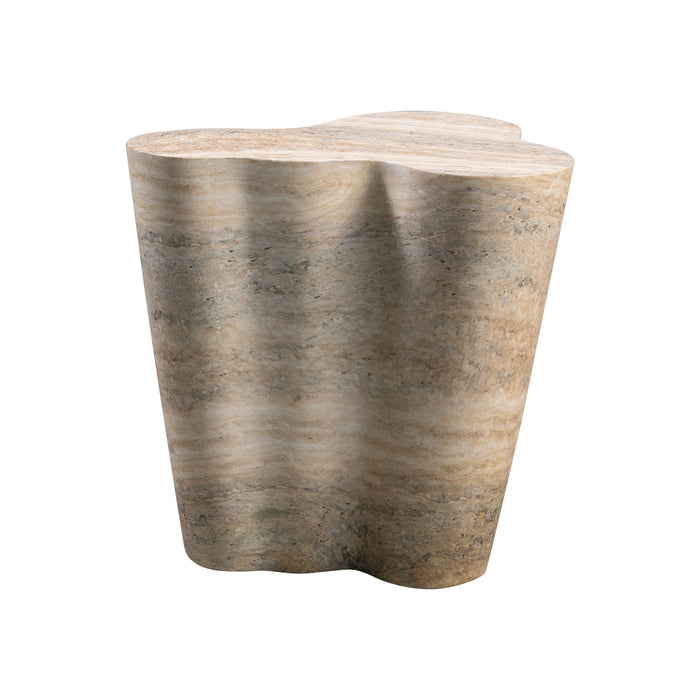 Slab Faux Travertine Tall Side Table - UK - Home And Beyond
