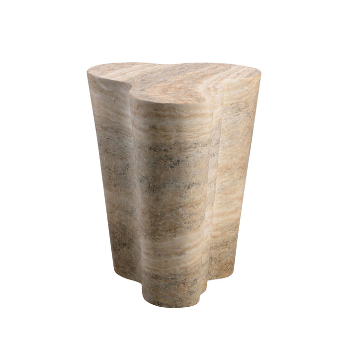 Slab Faux Travertine Tall Side Table - UK - Home And Beyond