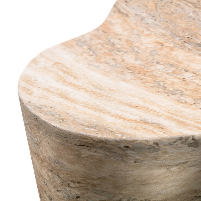 Slab Faux Travertine Tall Side Table - UK - Home And Beyond