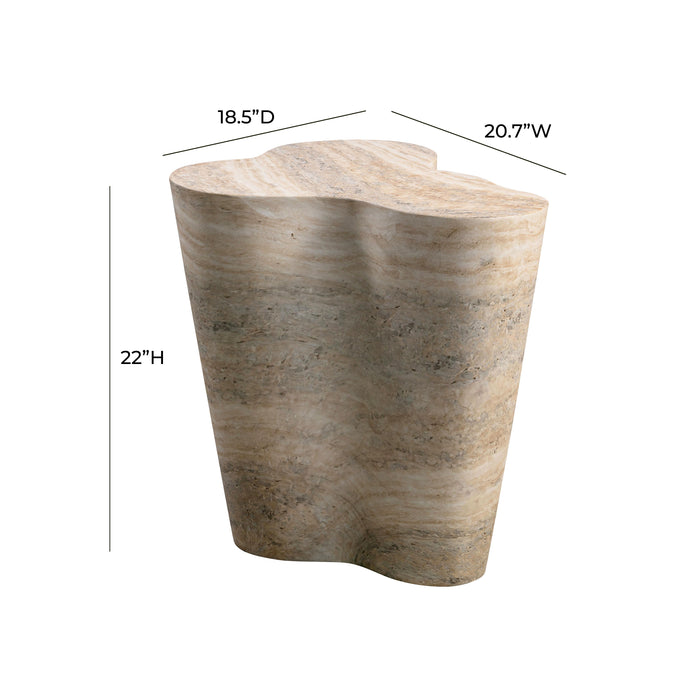 Slab Faux Travertine Tall Side Table - UK - Home And Beyond