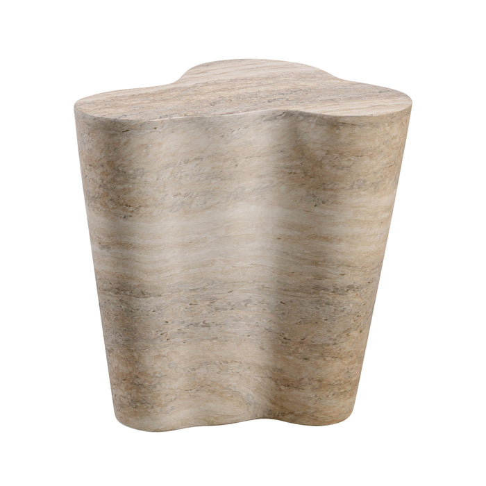 Slab Faux Travertine Short Side Table - UK - Home And Beyond