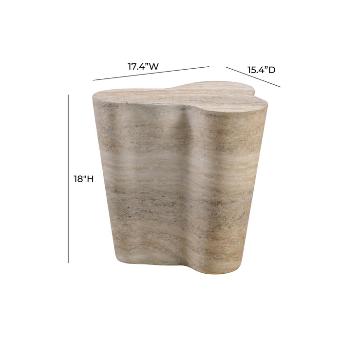 Slab Faux Travertine Short Side Table - UK - Home And Beyond